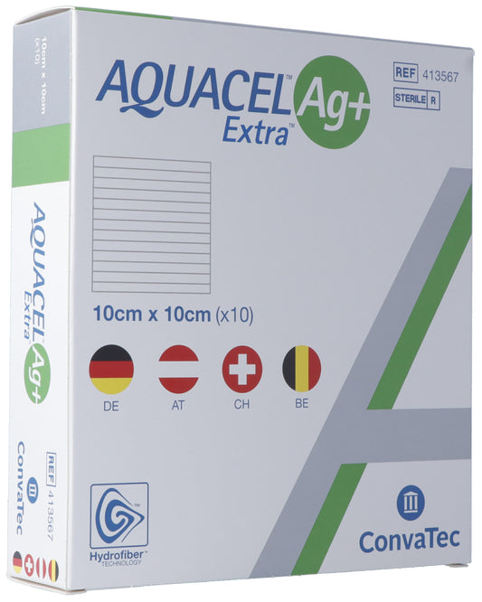 AQUACEL Ag+ Extra Kompresse 10x10cm