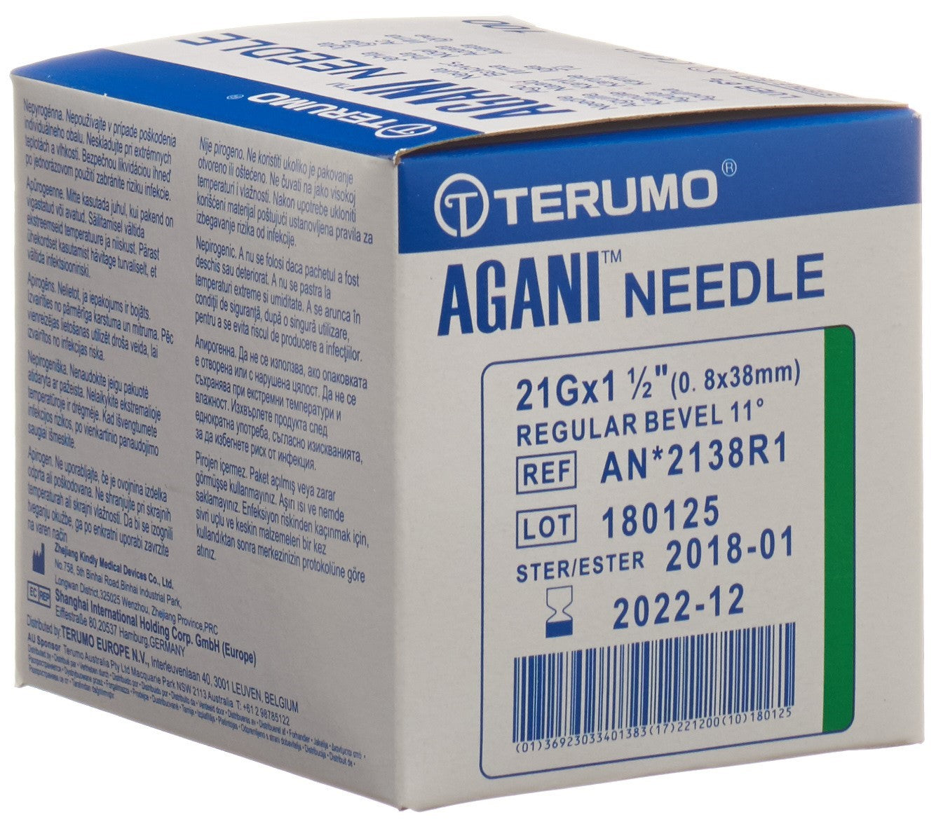 TERUMO Agani Einmalka 21G 0.8x38mm grün