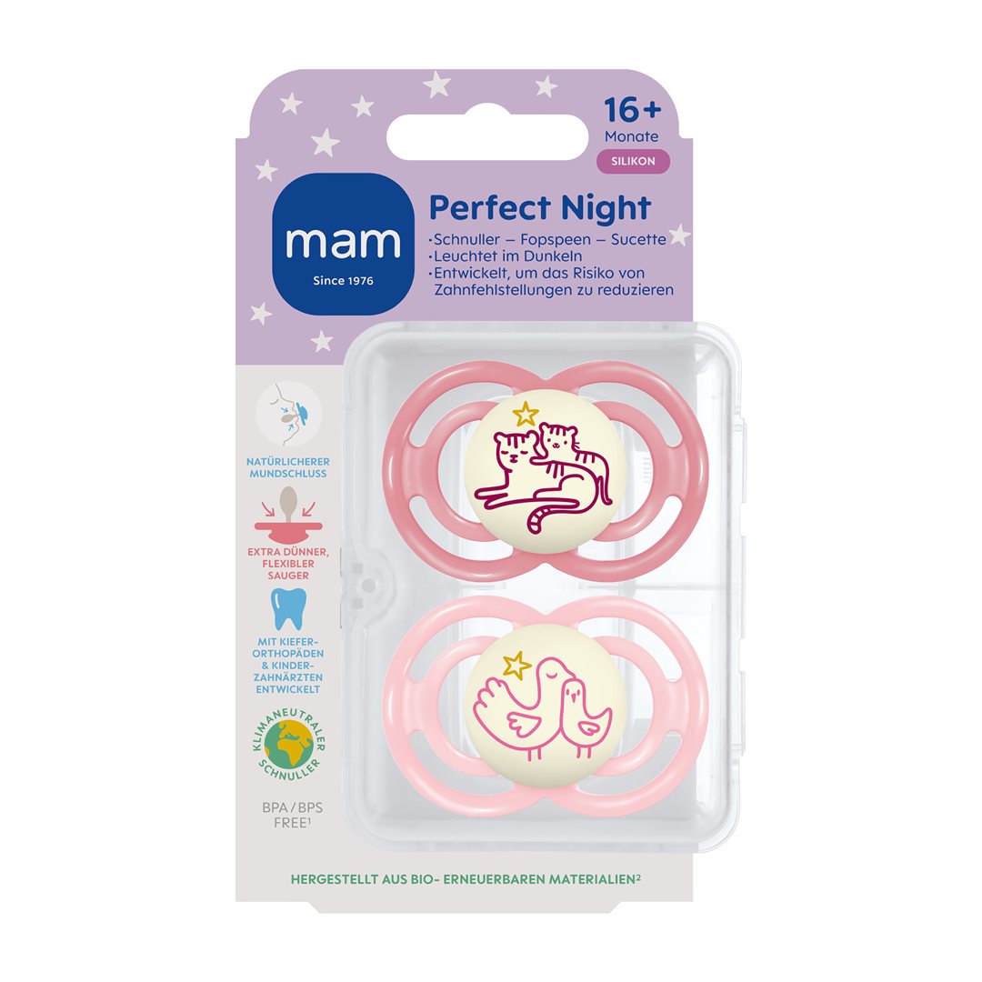 MAM Perfect Night Nuggi 16-36m pink/pink