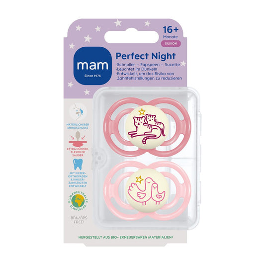 MAM Perfect Night Nuggi 16-36m pink/pink