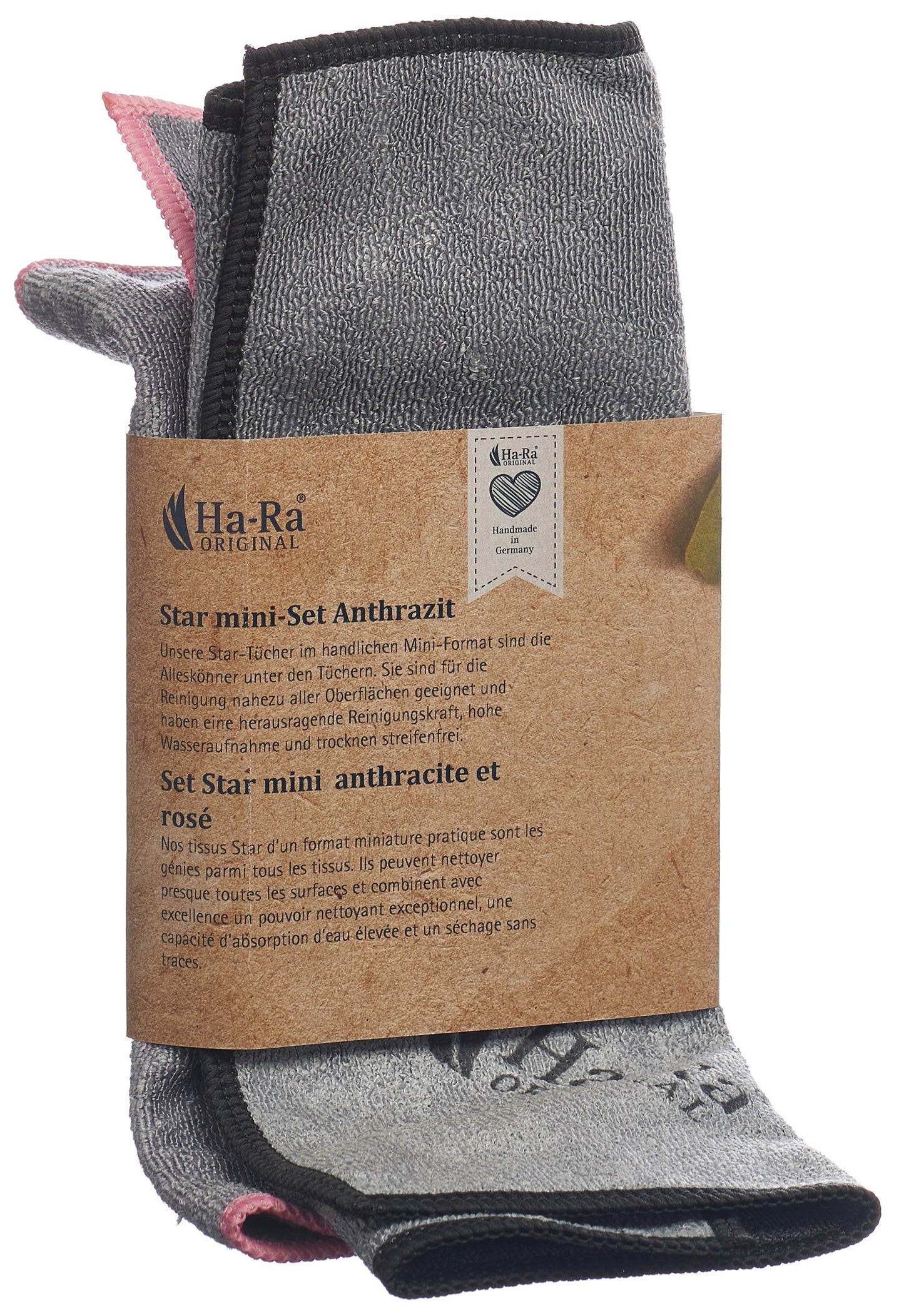 HA-RA Star-Tuch Mini Set anthrazit+rosa