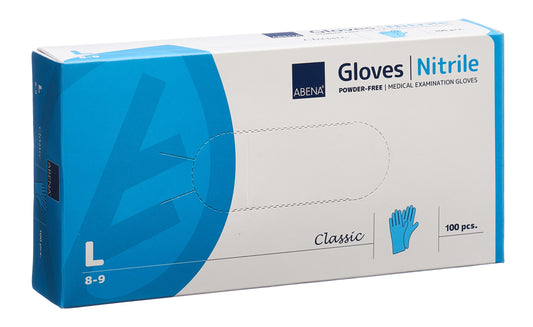 ABENA Cla Nitrilhan L 240mm puderf unst bl