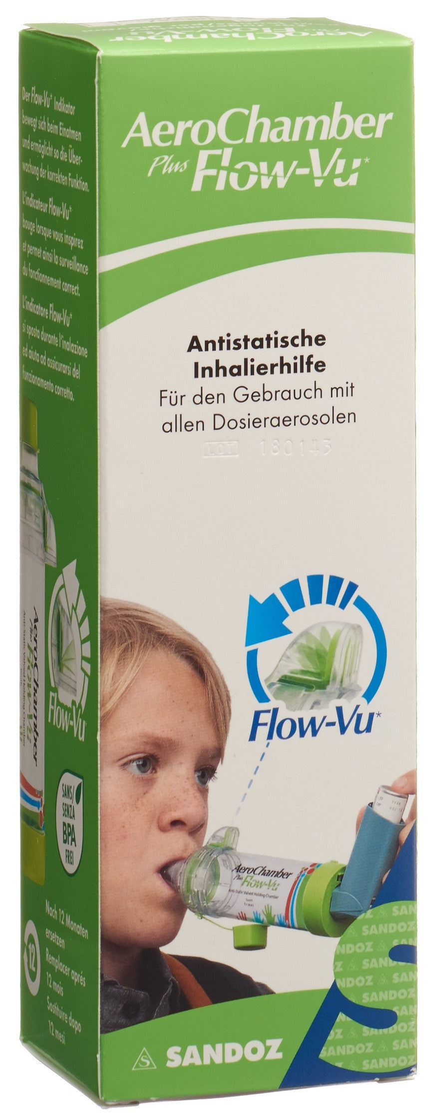 AEROCHAMBER PLUS Flow-Vu ohne Maske (5+ J) grün