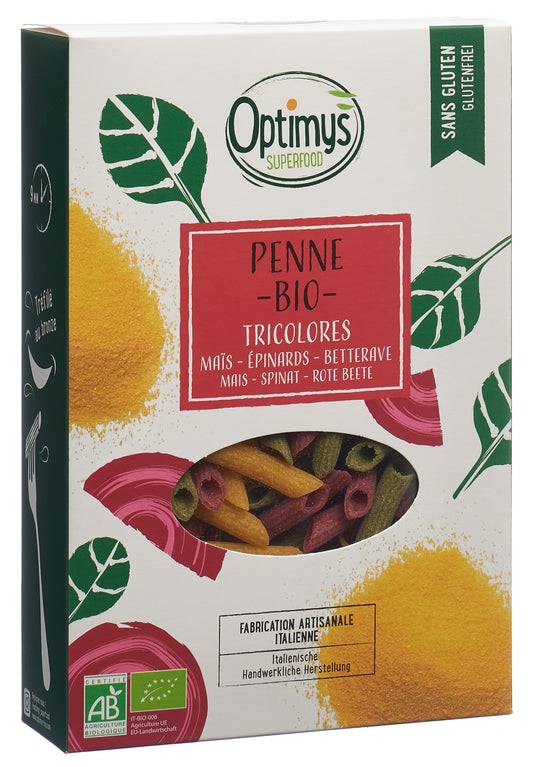 OPTIMYS Dreifarbige Mais-Penne Bio