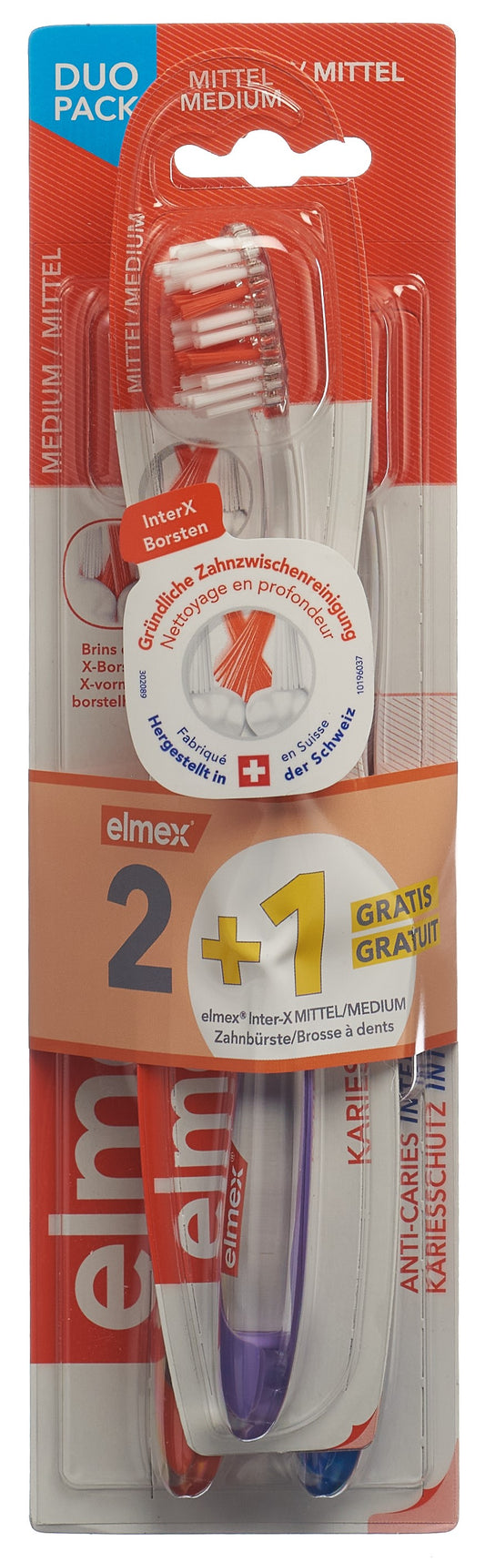 ELMEX KARIESSCHUTZ InterX Mittel Zahnbür 2+1 gra