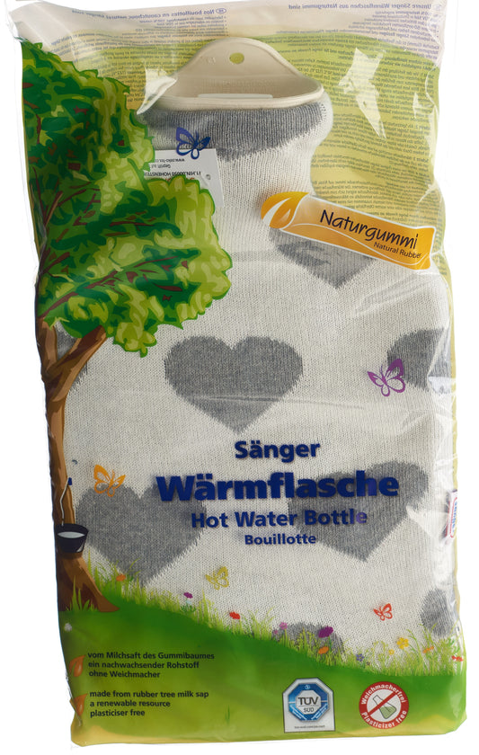 SÄNGER Wärmflasche Naturkau Strickb 2l Herze