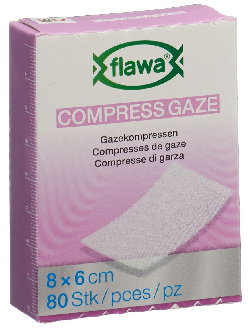 FLAWA Gazekompressen geschn 6x8cm keimred
