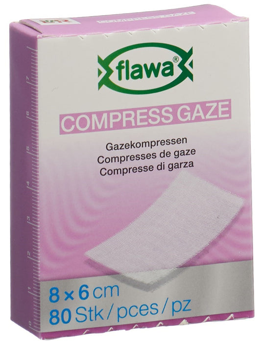 FLAWA Gazekompressen geschn 6x8cm keimred