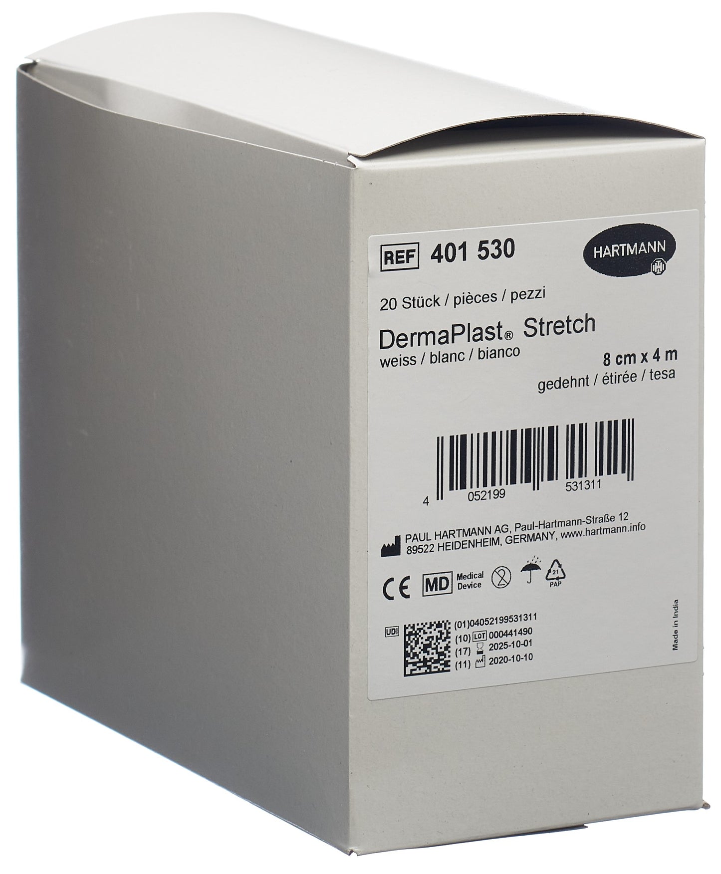DERMAPLAST Stretch Gazebinde 8cmx4m weiss