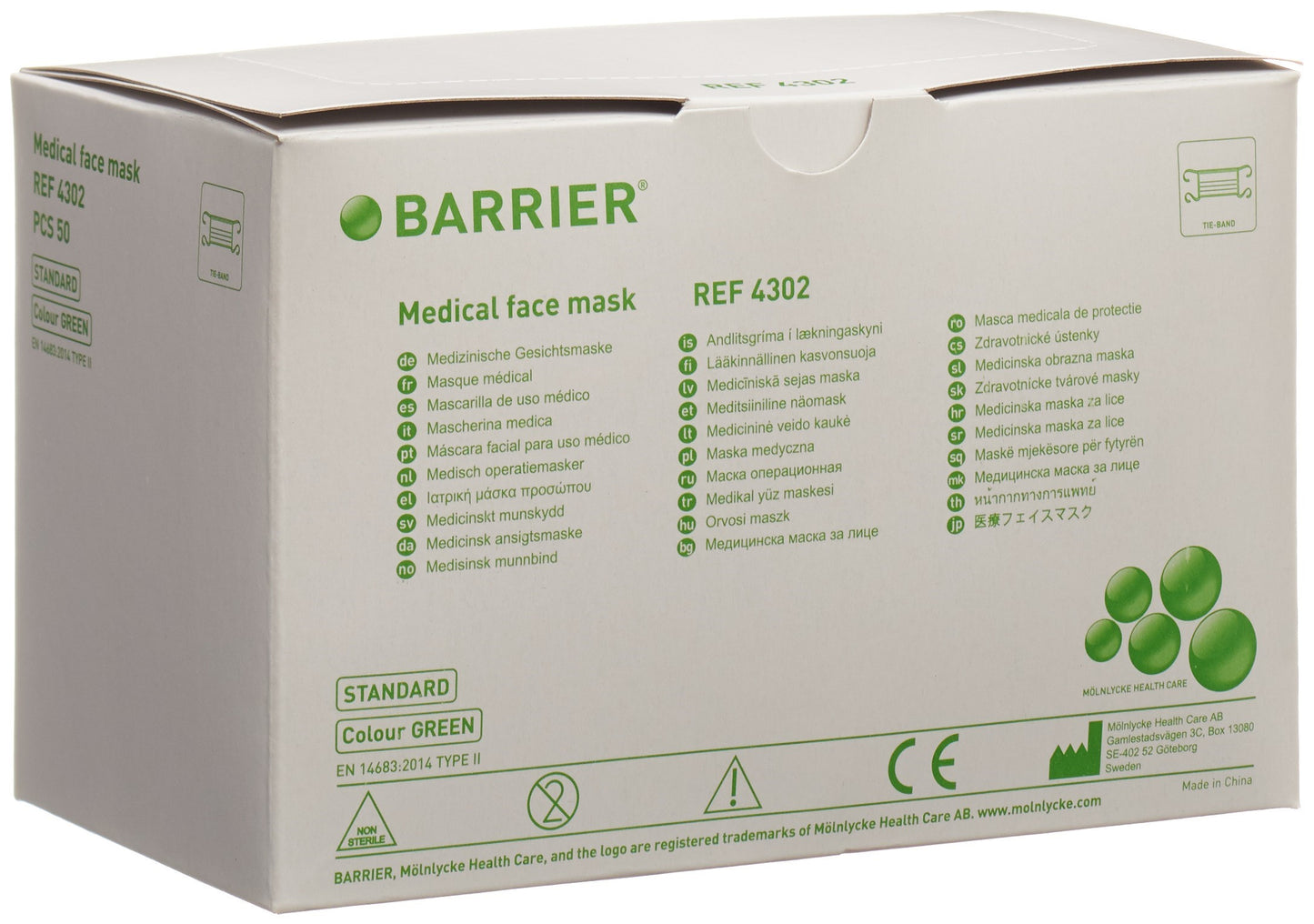 BARRIER OP Masken Basic grün Typ II Binden