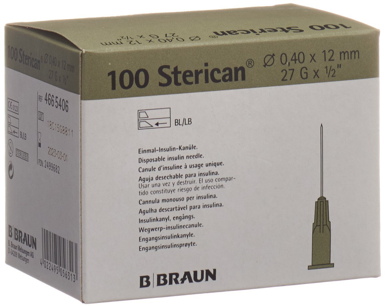 STERICAN Nadel 27G 0.40x12mm grau Luer