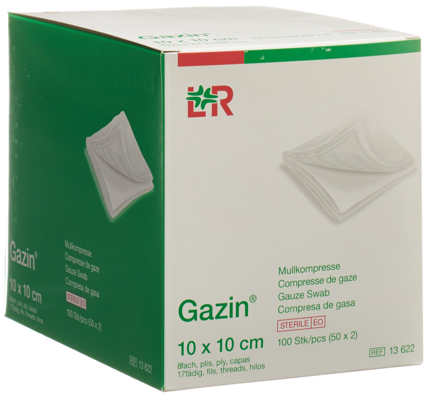 GAZIN Mullkompressen 10x10cm 8f st