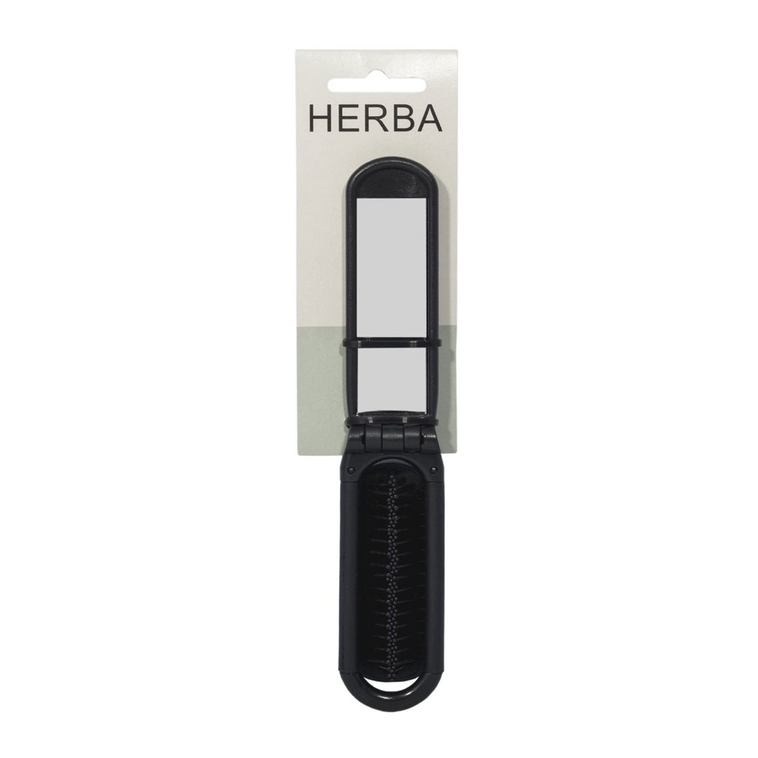 HERBA Klappbürste mit Spiegel schwarz