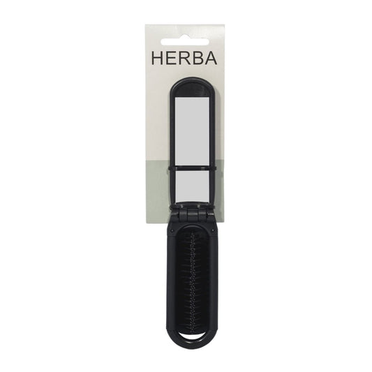 HERBA Klappbürste mit Spiegel schwarz