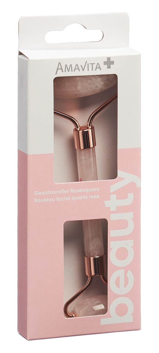 AMAVITA Beauty Gesichtsroller Rosenquarz