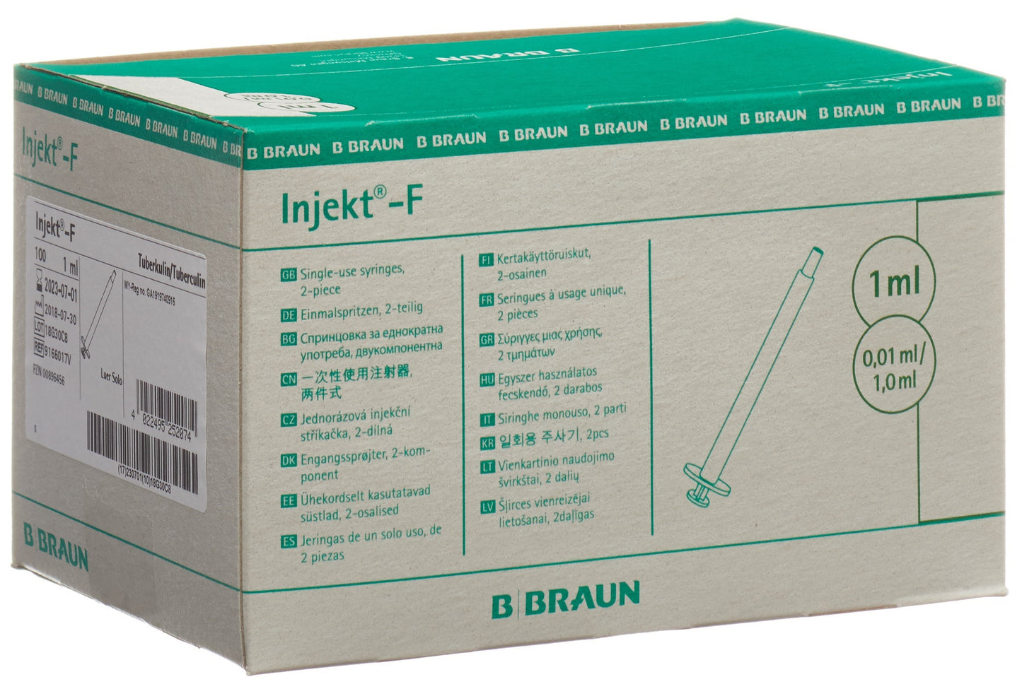 B. BRAUN Injekt F Spritze 1ml ohne Kanüle