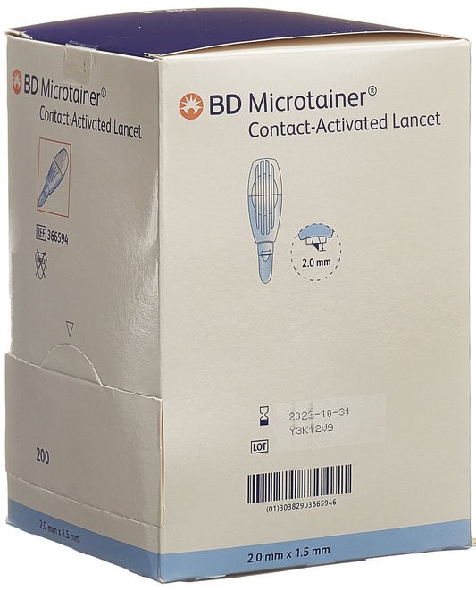BD MICROTAINER kont Lanzetten 1.5x2mm blau