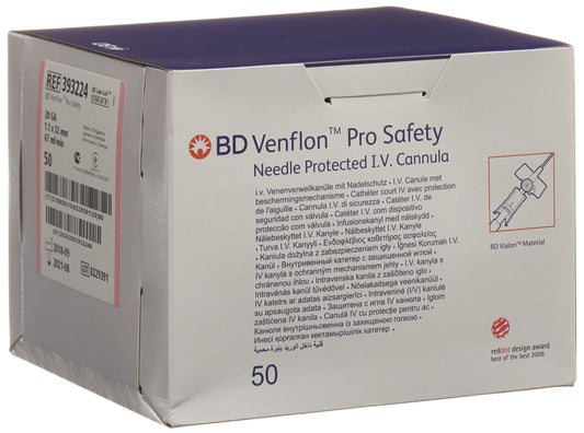 BD VENFLON Pro Safety 20G 1.1x32mm rosa