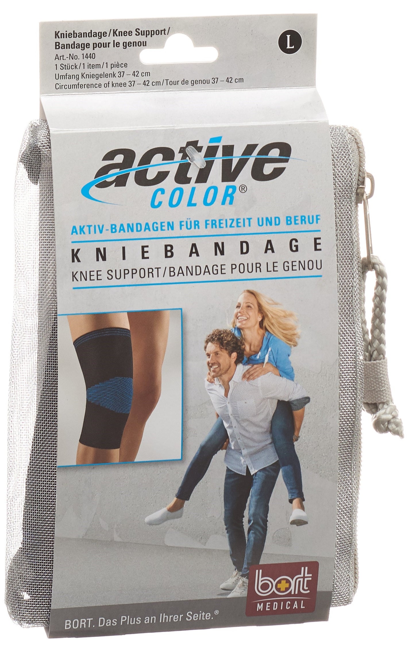 BORT ActiveColor Kniebandage L +37cm schwarz