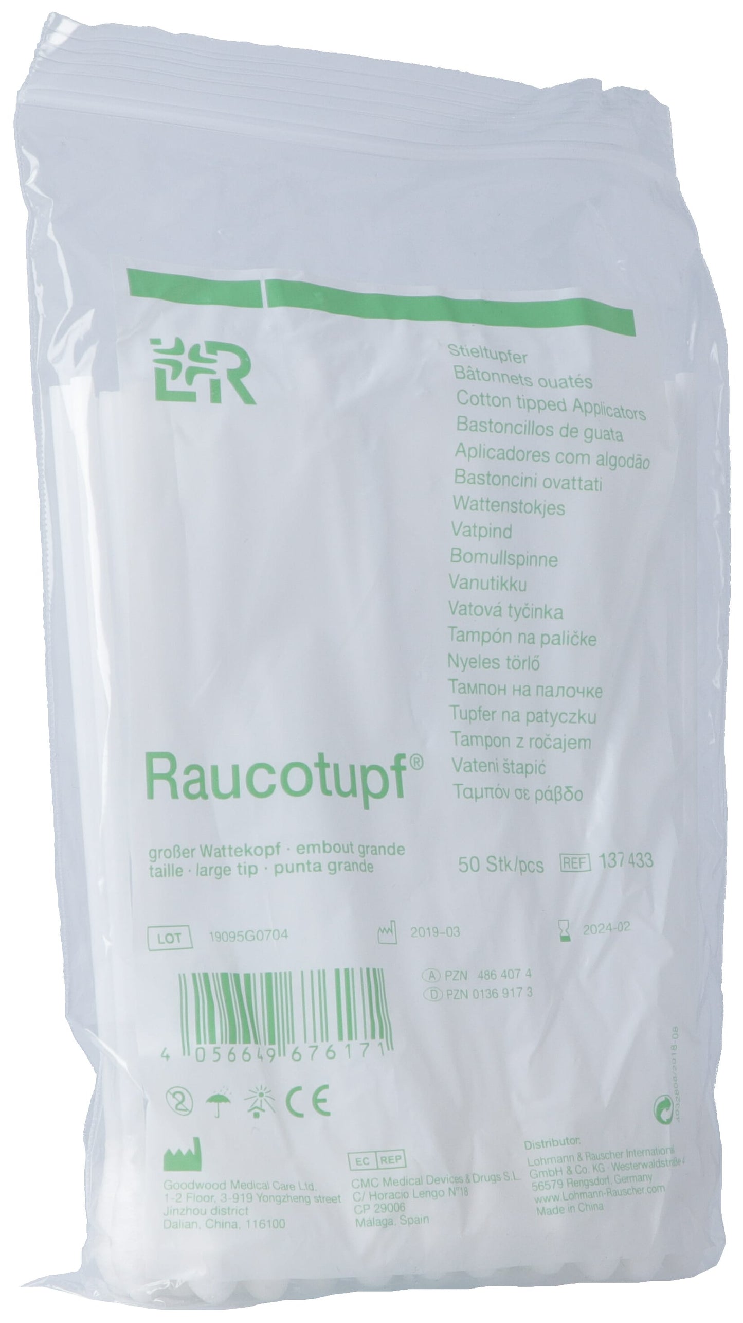 RAUCOTUPF Wattestäbch 15cm gr Kopf