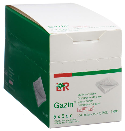 GAZIN Mullkompress Set 5x5cm 12f st