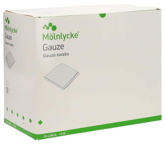 MÖLNLYCKE Gazekompr 10x20cm 12lag st