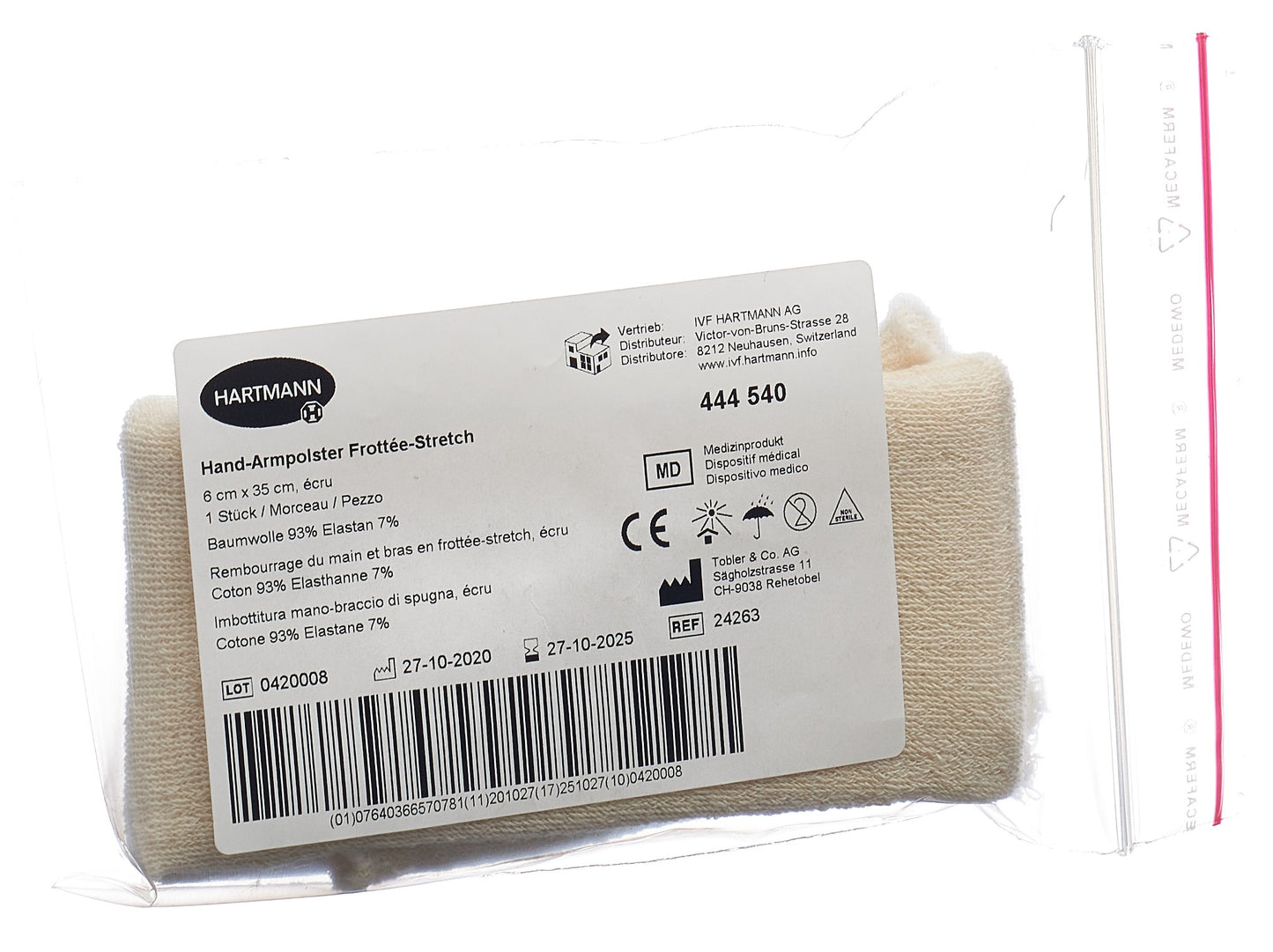 TOBLER Frottée Stretch Polster 6cmx35cm Hände Arme