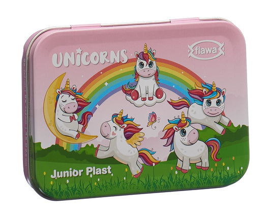 FLAWA Junior Plast Strips Unicorns Tin Box