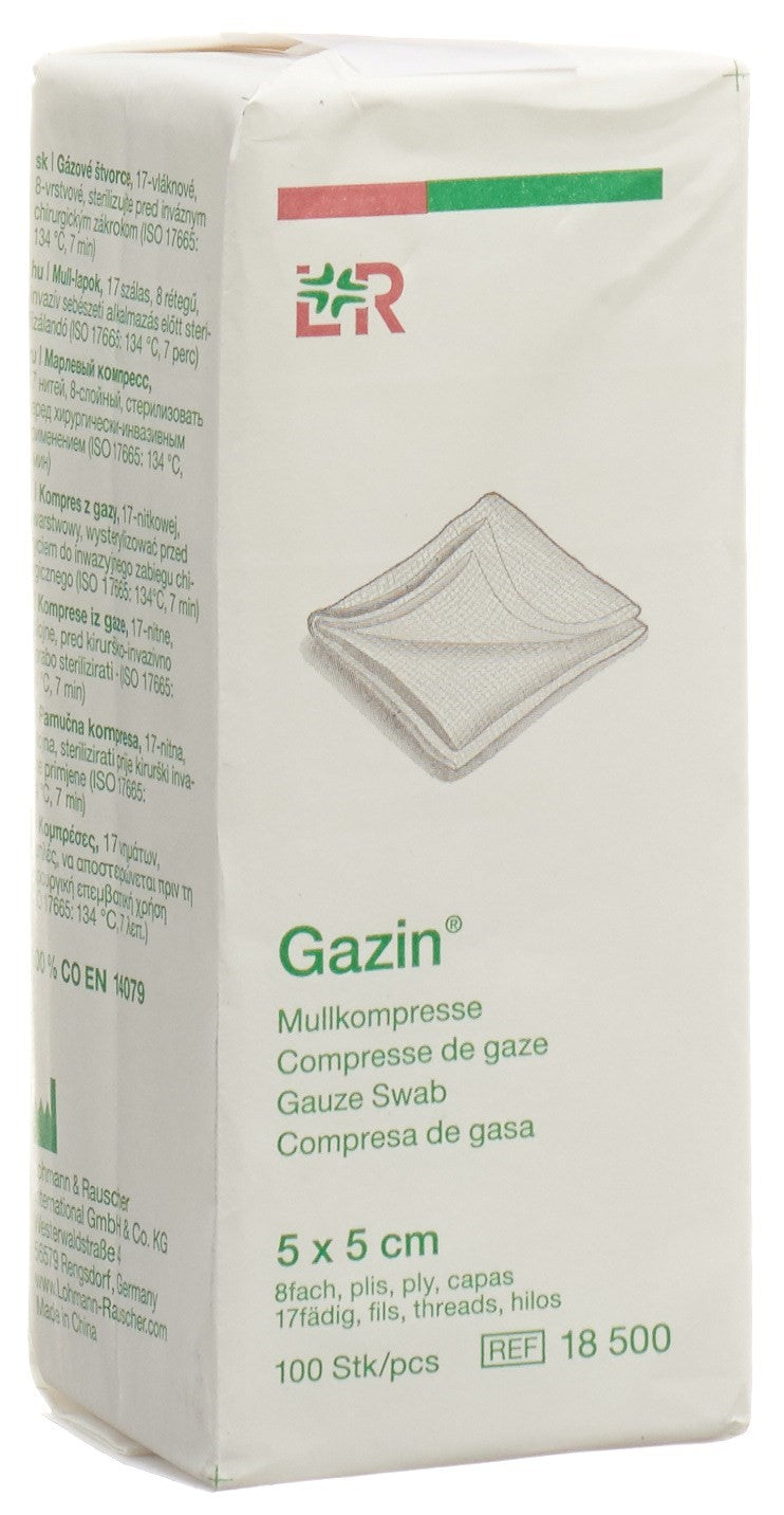 GAZIN Mullkompressen 5x5cm 8f unst