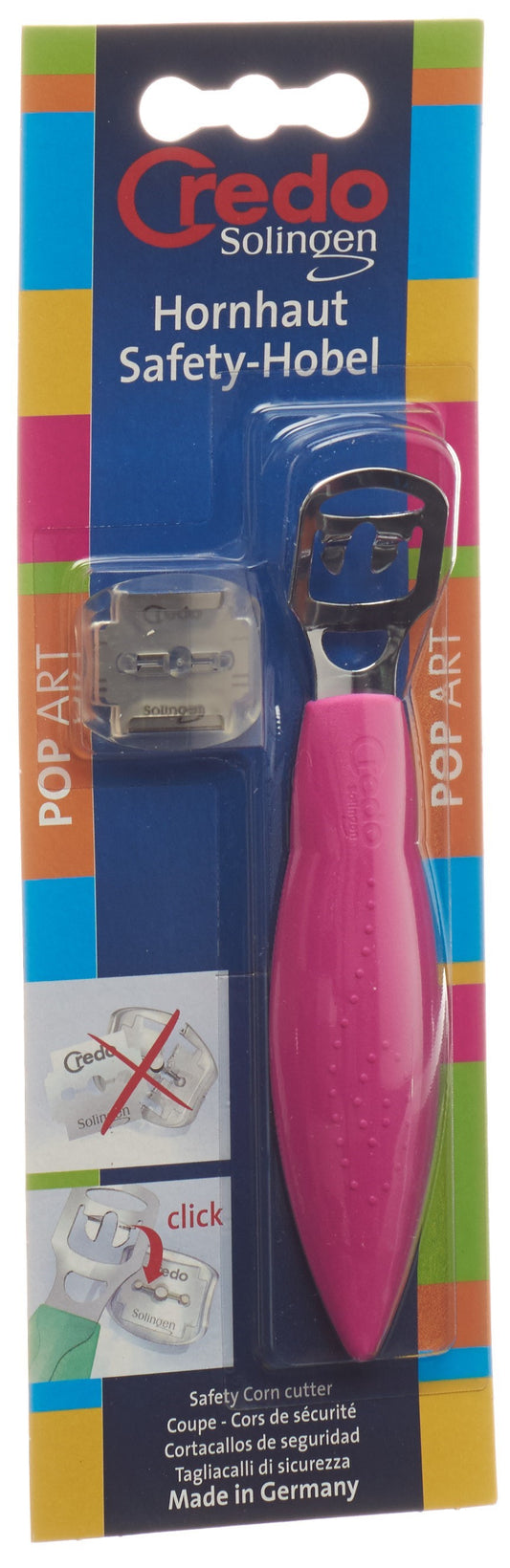 CREDO Hornhaut Safety Hobel mit Clip Blist Pop Art