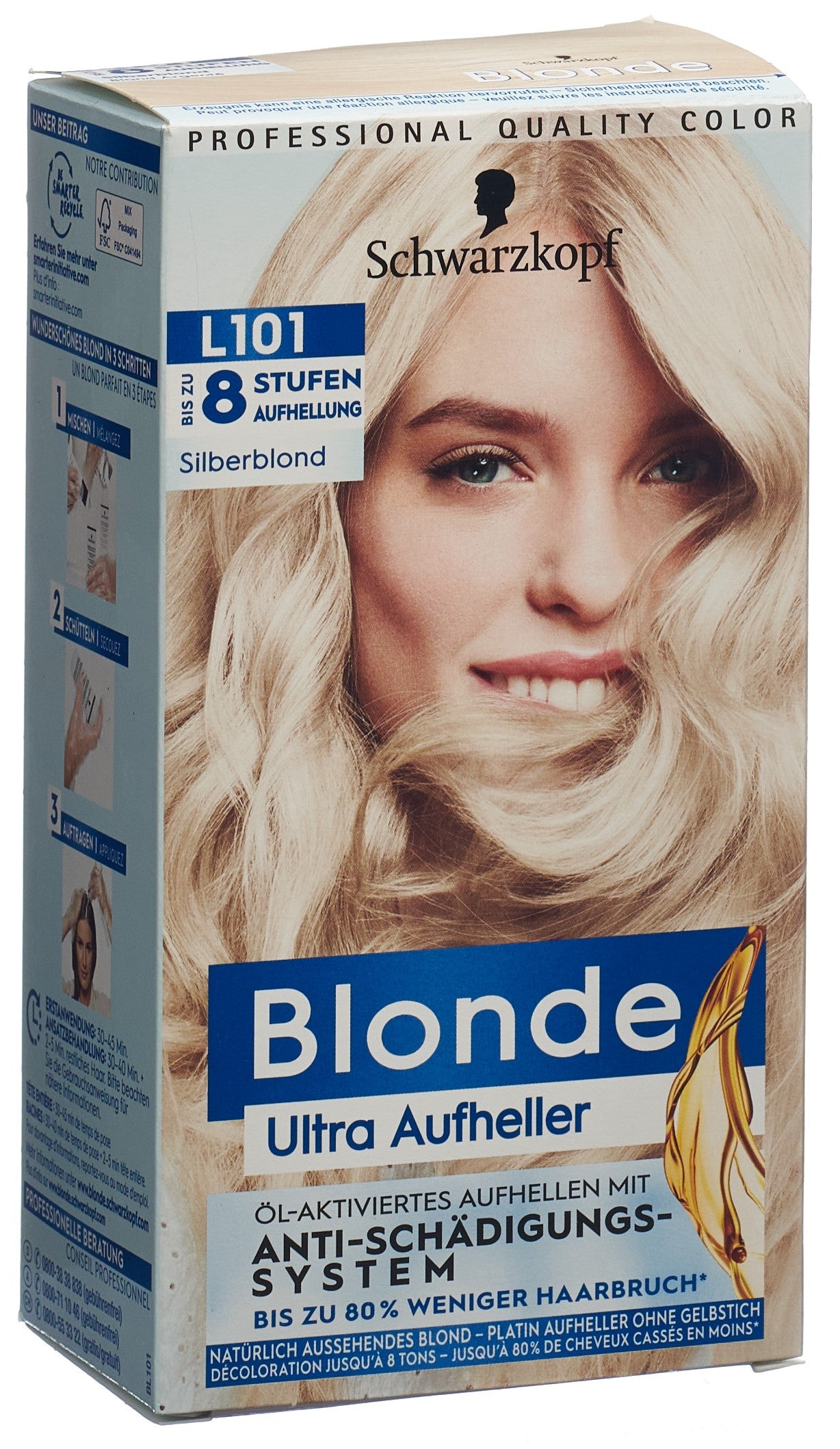 SCHWARZKOPF BLONDE L101 Platin Aufheller Silberbl