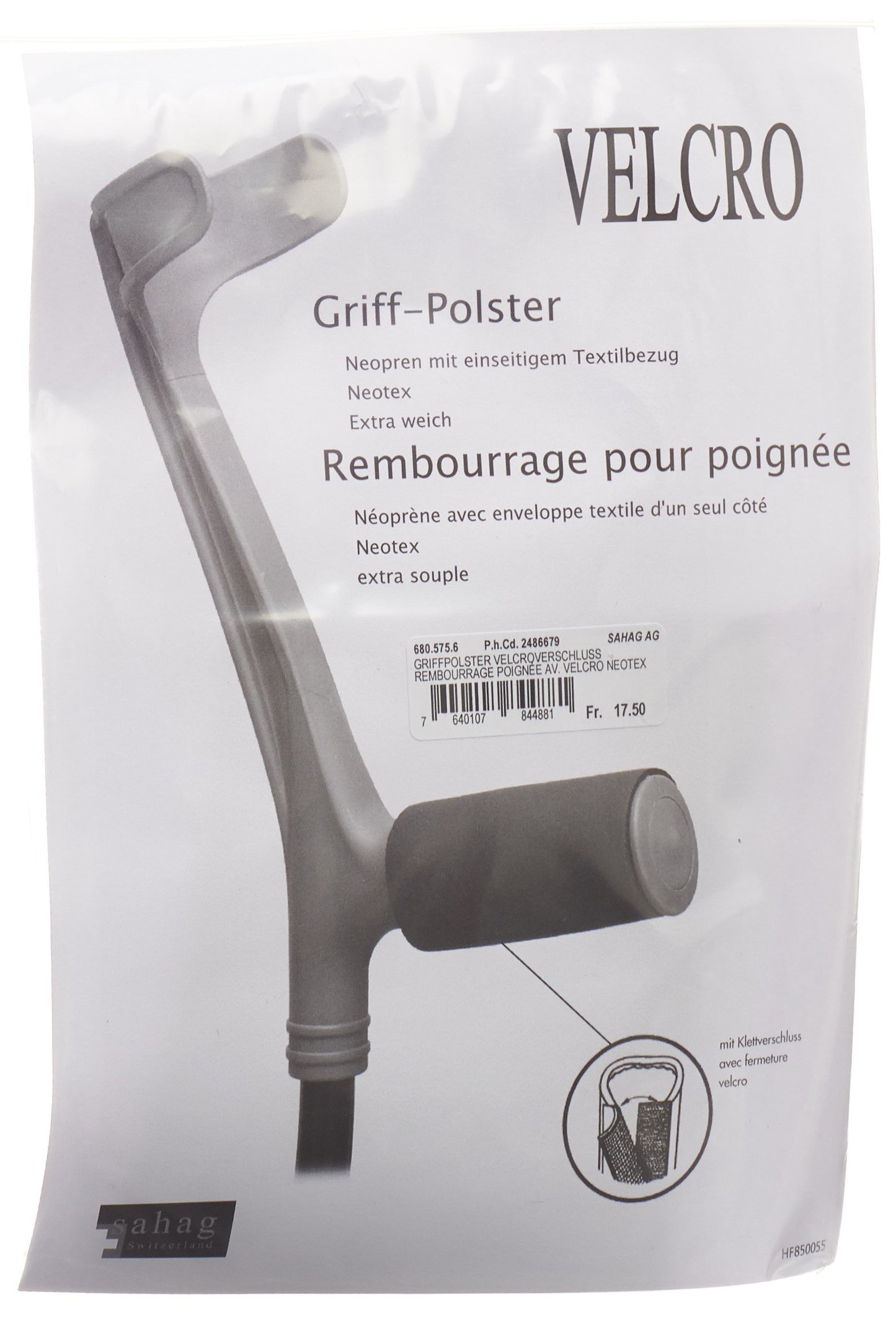 SAHAG Griffpolster Neotex Velcro schwarz