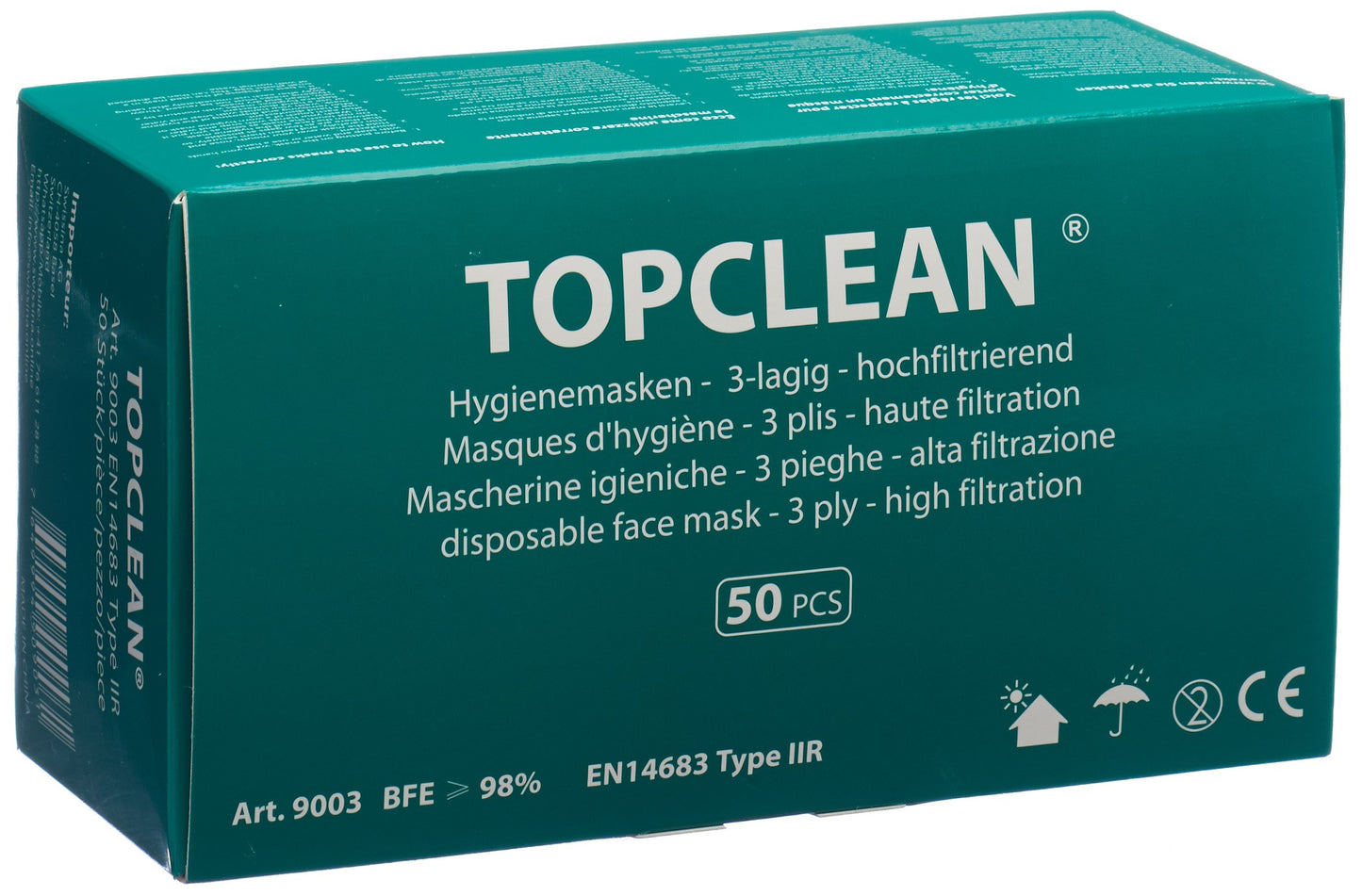 TOPCLEAN Mundschutzmaske 3-lagig Typ IIR