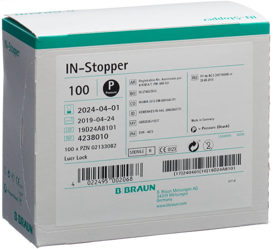 B. BRAUN Instopfen Luer Lock gelb