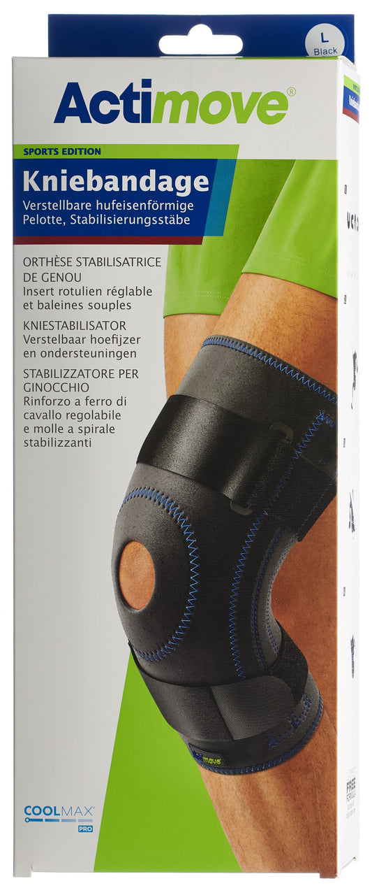 ACTIMOVE Sport Kniebandage L Pelotte Stabil Stäbe