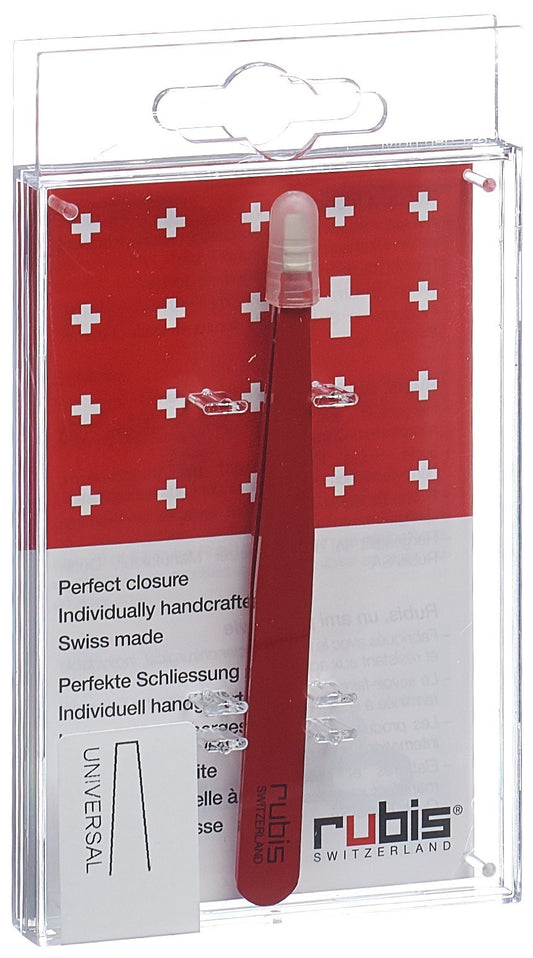 RUBIS Pinzette gerade rot Inox
