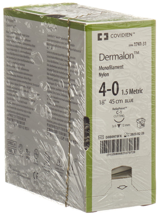 DERMALON 45cm blau 4-0 C-1