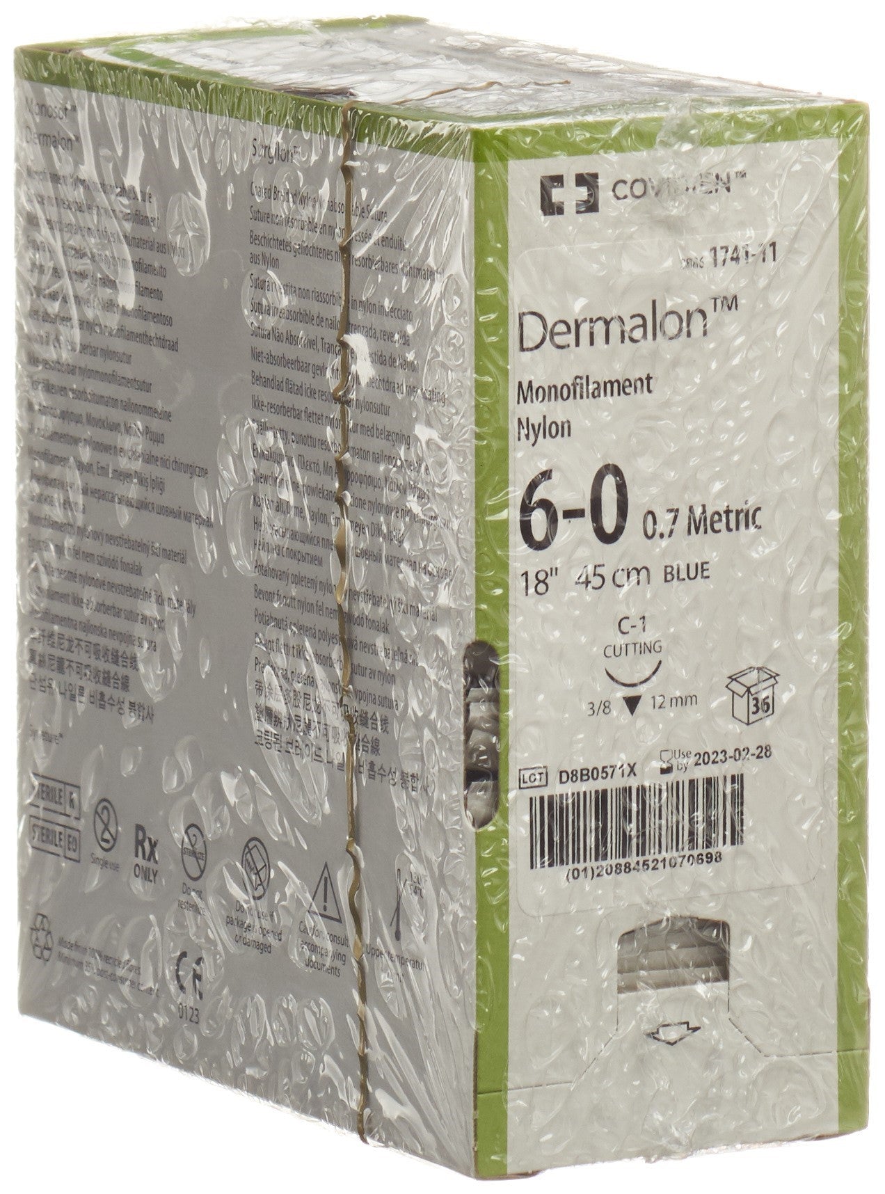 DERMALON 45cm blau 6-0 C-1