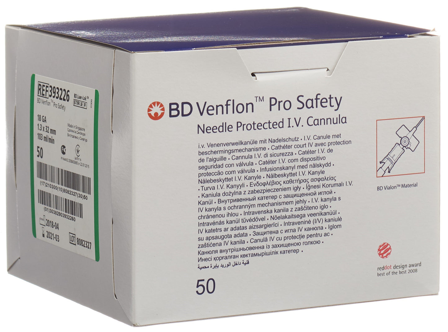 BD VENFLON Pro Safety 18G 1.3x32mm grün