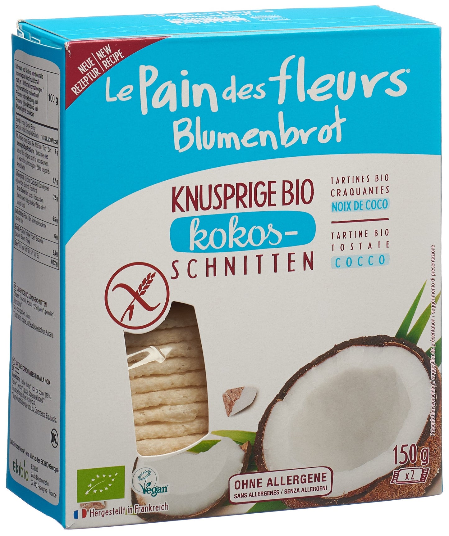 BLUMENBROT Knusp Schnitt Kokos Bio glut fr