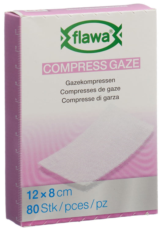 FLAWA Gazekompressen geschn 8x12cm keimred