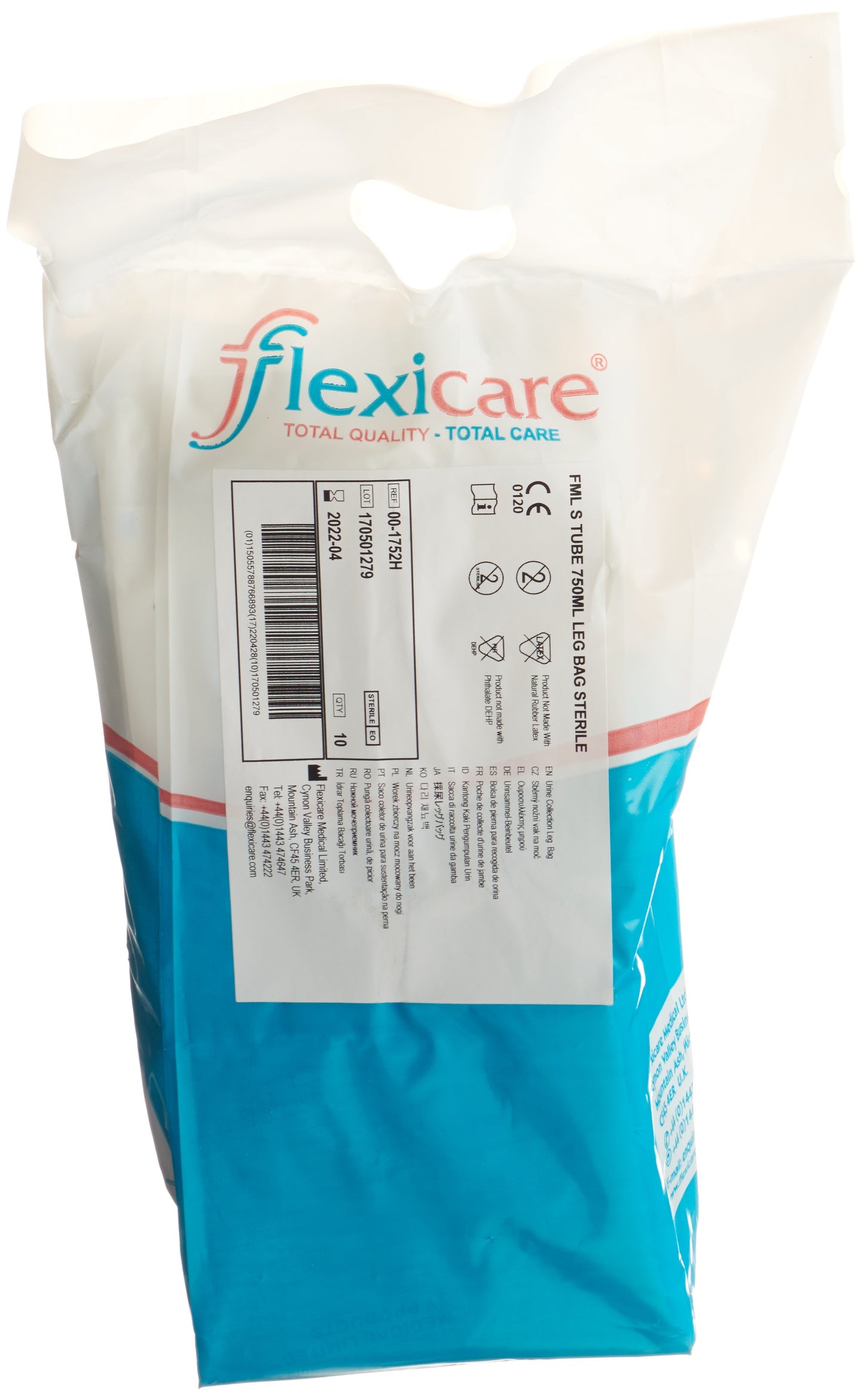 FLEXICARE Urinbeutel 750ml 7cm Ablauf RV
